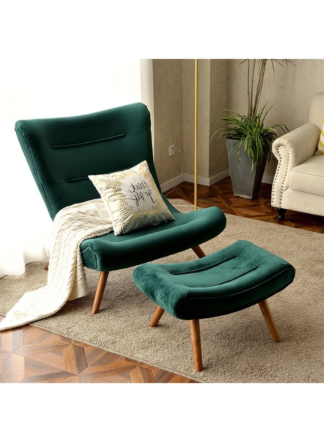 YY-ريشير كرسي استرخاء 2 في 1 مع مسند للقدمين، كرسي استرخاء عصري بأرجل خشبية، كرسي أريكة فردي مريح لغرفة المعيشة والشرفة - Image 2